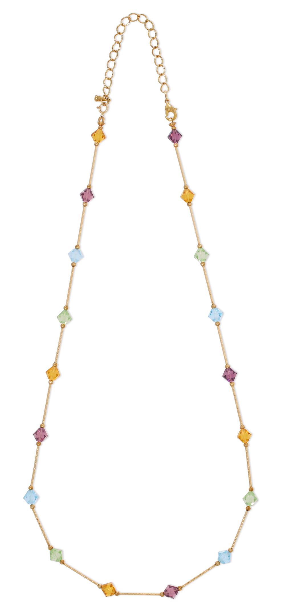 Appraisal: KT YELLOW GOLD MULTI-COLOR STONE NECKLACE APPROX TOTAL DWT KT