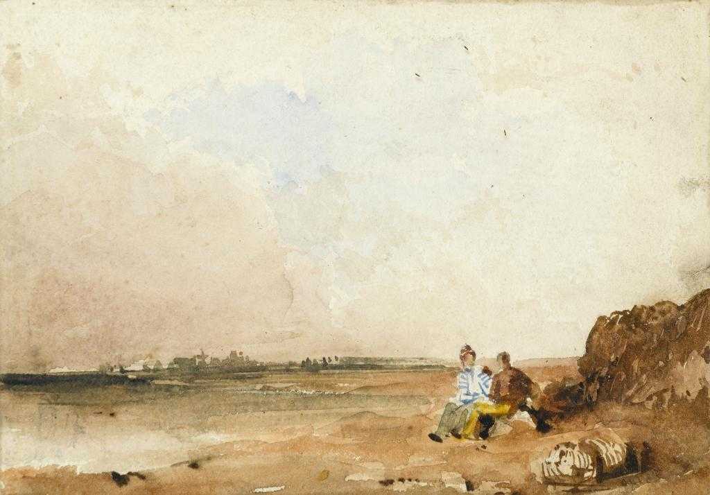 Appraisal: CIRCLE OF RICHARD PARKES BONINGTON COASTAL SCENE bears initials pencil