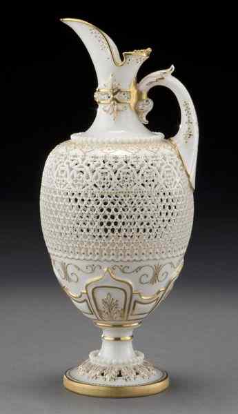 Appraisal: Royal Worcester reticulated ewer by George Owen having an intricately