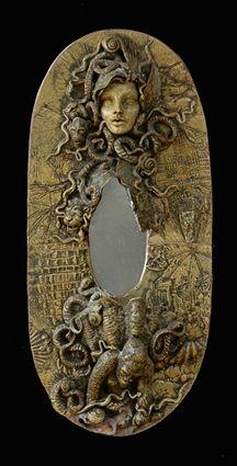 Appraisal: TWENTIETH CENTURY CERAMIC MIRROR GROTTO Impressed signature Hanson and dated