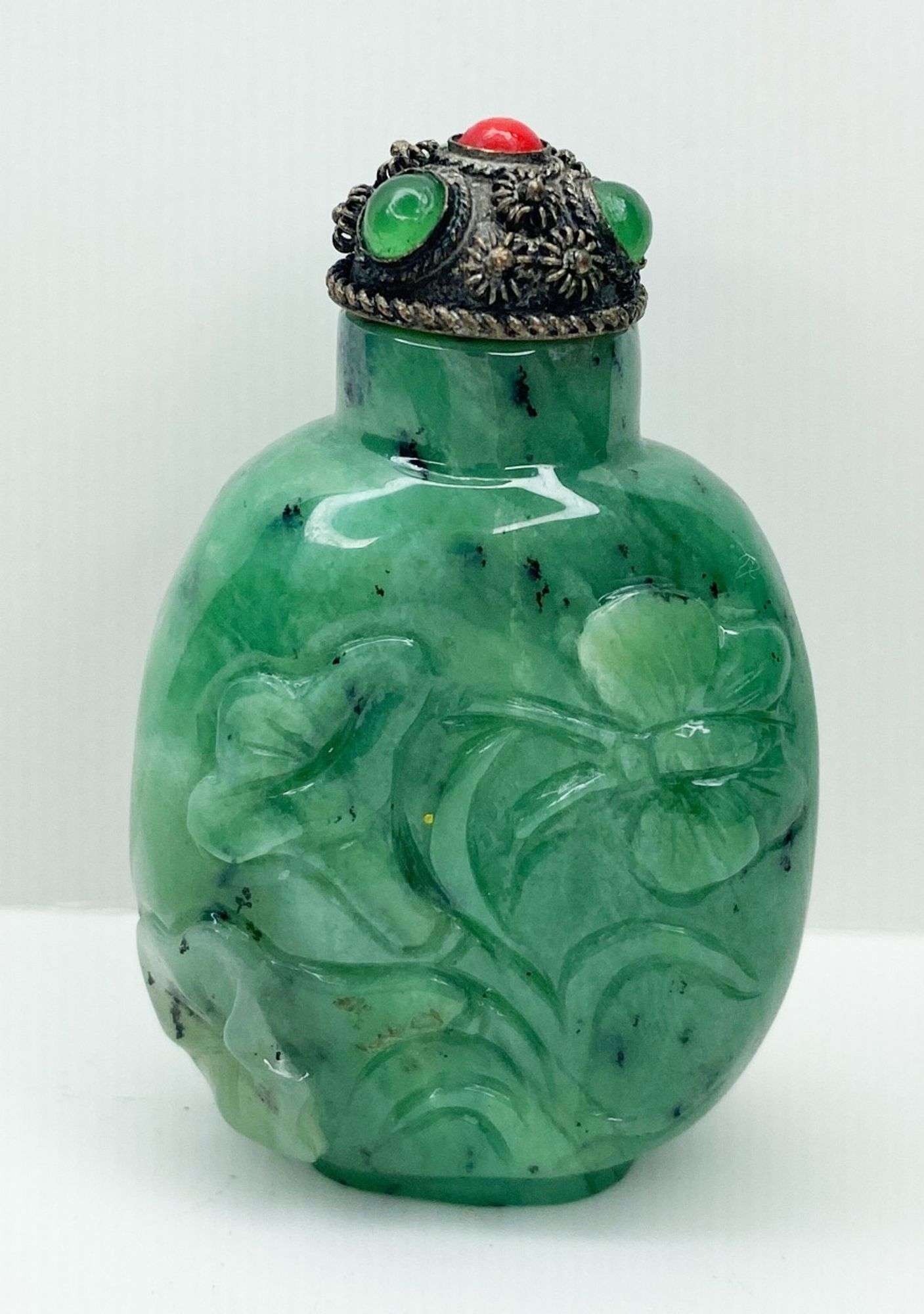 Appraisal: Chinese Carved Hardstone Snuff Bottle tall at widest Condition Good