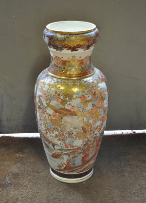 Appraisal: A Japanese Satsuma large baluster vase two panels painted with