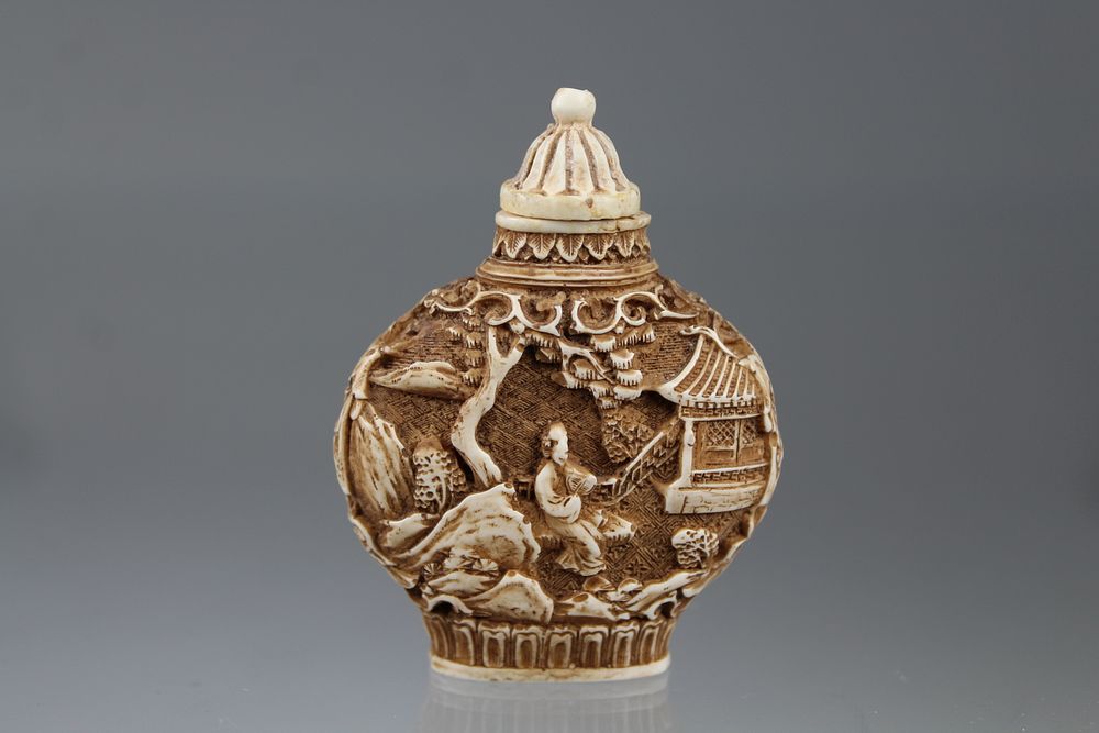 Appraisal: Carved Figural Snuff Bottle Signed Carved Figural Snuff Bottle Signed