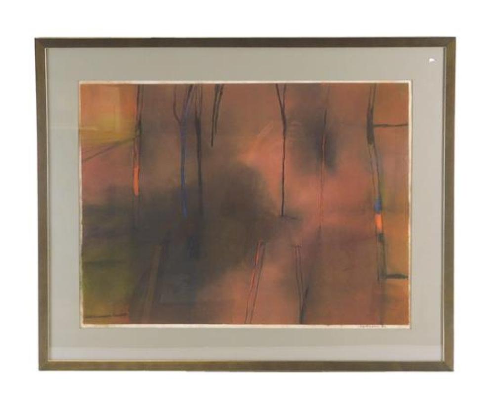 Appraisal: David Blackburn British - pastel depicts abstract trees signed and