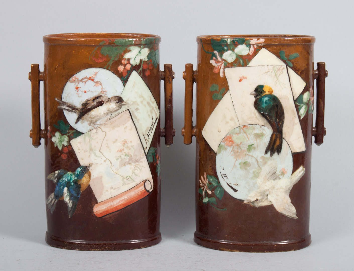 Appraisal: Pair of Aesthetic Movement ceramic vases late th century each