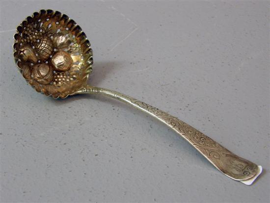 Appraisal: George III silver sifter spoon the pierced bowl embossed with