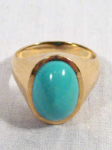 Appraisal: A high carat gold and turquoise signet ring