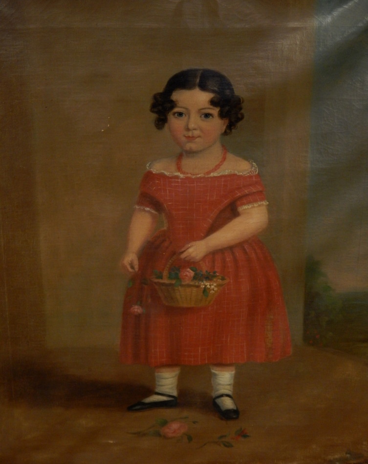 Appraisal: thC British School Portrait of a young girl holding a