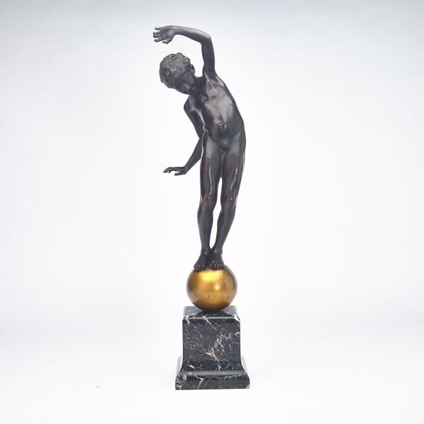 Appraisal: Johannes Gotz German - BOY BALANCING ON A BALL gilt