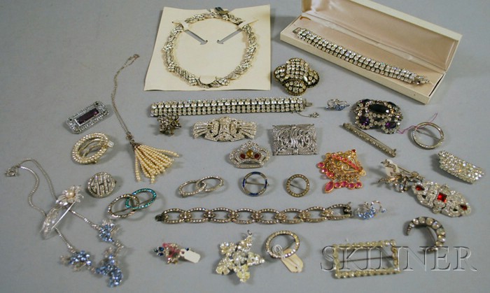 Appraisal: Group of Vintage Rhinestone and Paste Costume Jewelry including a