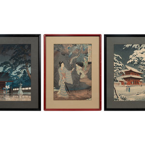 Appraisal: Three Japanese Woodblock Prints Late th and th Century comprising