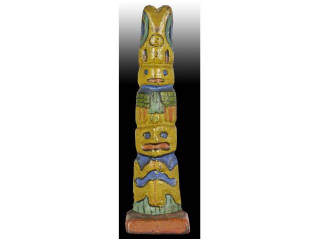 Appraisal: Totem Pole Cast Iron Doorstop Description Brightly painted Indian totem