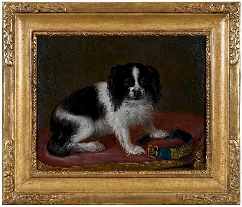 Appraisal: French School Dog Portrait th century King Charles Spaniel with