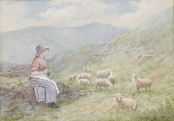 Appraisal: George Hanmer-Croughton British - pastorale scene of sheep and shepherdess