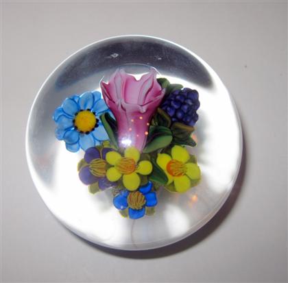 Appraisal: Ken Rosenfeld miniature bouquet paperweight With various flowers With etched