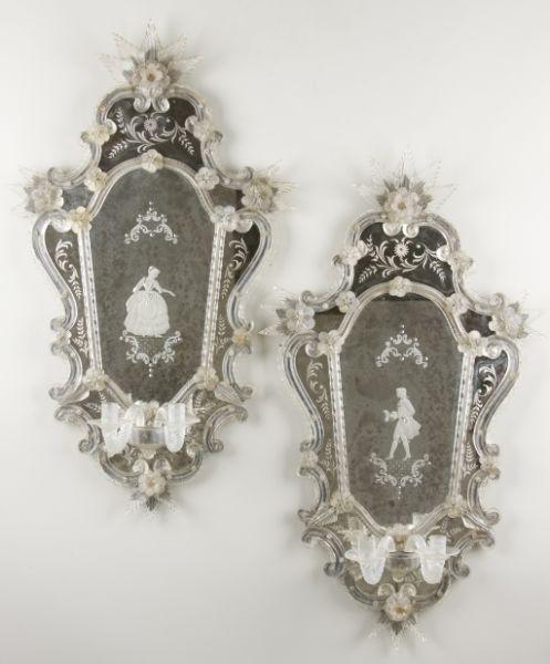 Appraisal: Pair of Venetian Glass Wall Sconces late th c each