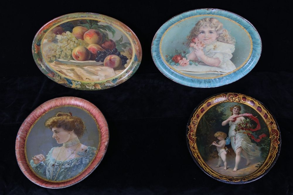 Appraisal: Collection of Victorian Enameled Portrait Platters For your bidding pleasure