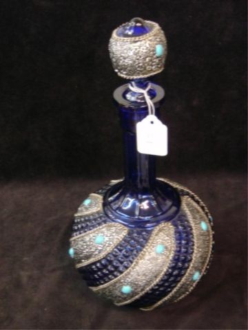 Appraisal: COBALT TURQUOISE DECANTER