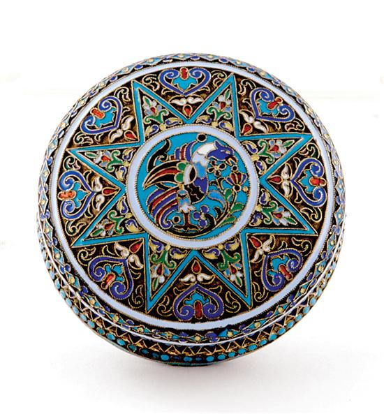 Appraisal: Russian silver-gilt and cloisonne enamel covered box Moscow circa vibrant