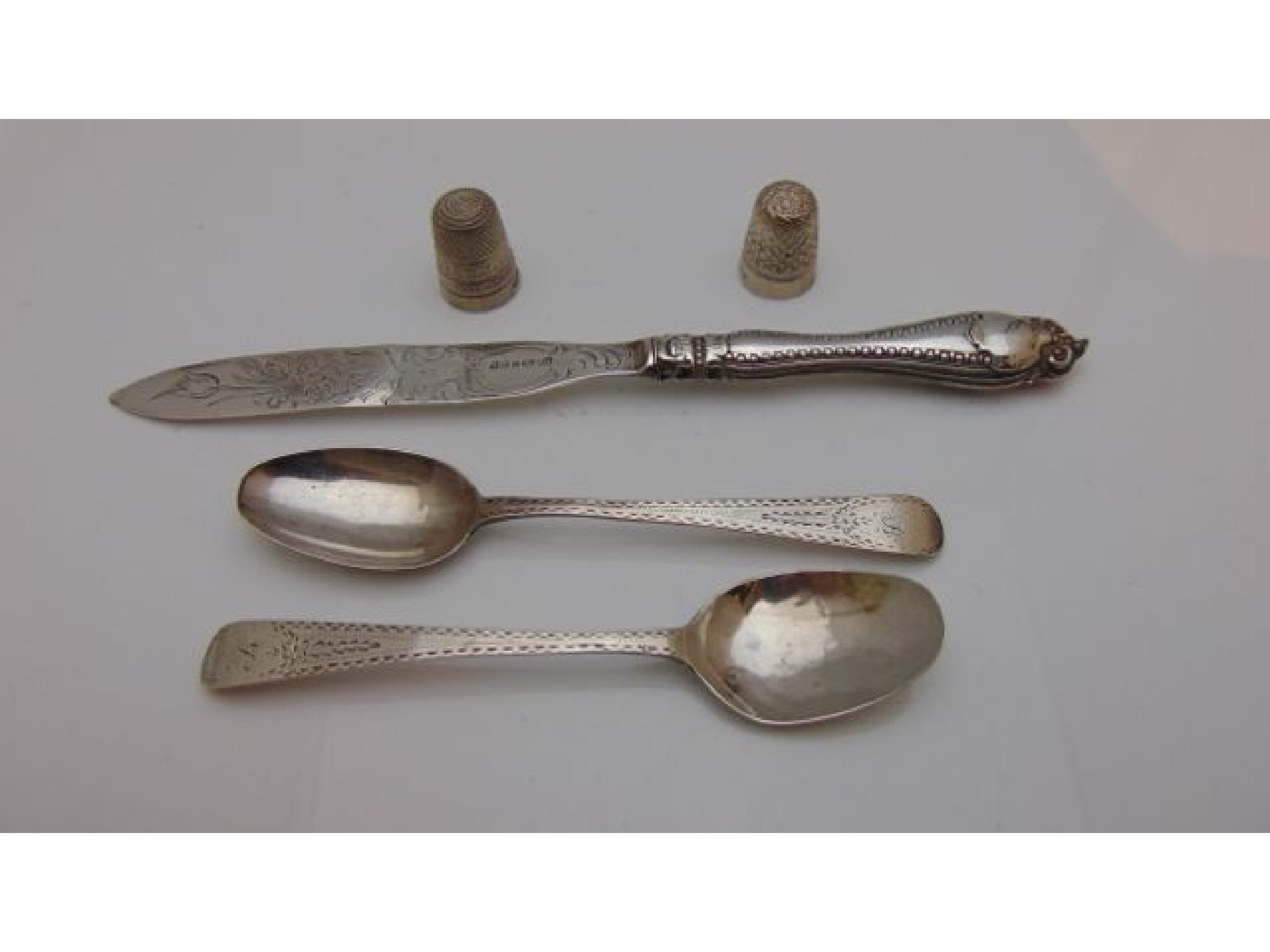 Appraisal: Two William IV silver Old English pattern teaspoons George Smith