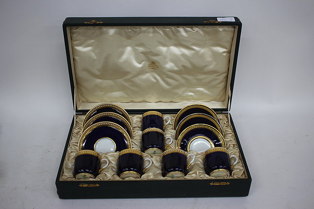 Appraisal: A PASTE SPODE COFFEE SET with blue ground cups three