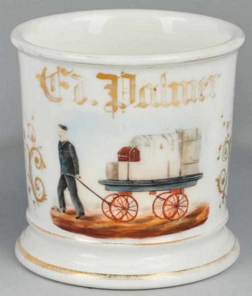 Appraisal: Baggage Handler Shaving Mug Description Gilt name Ed Palmer Scene