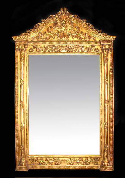 Appraisal: A large Neoclassical style carved giltwood mirror height ft in