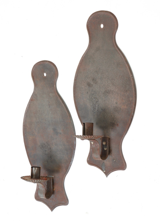 Appraisal: PAIR OF AMERICAN TIN WALL SCONCES Second half th century