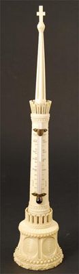 Appraisal: A th century ornamentally turned ivory desk thermometer of tapering