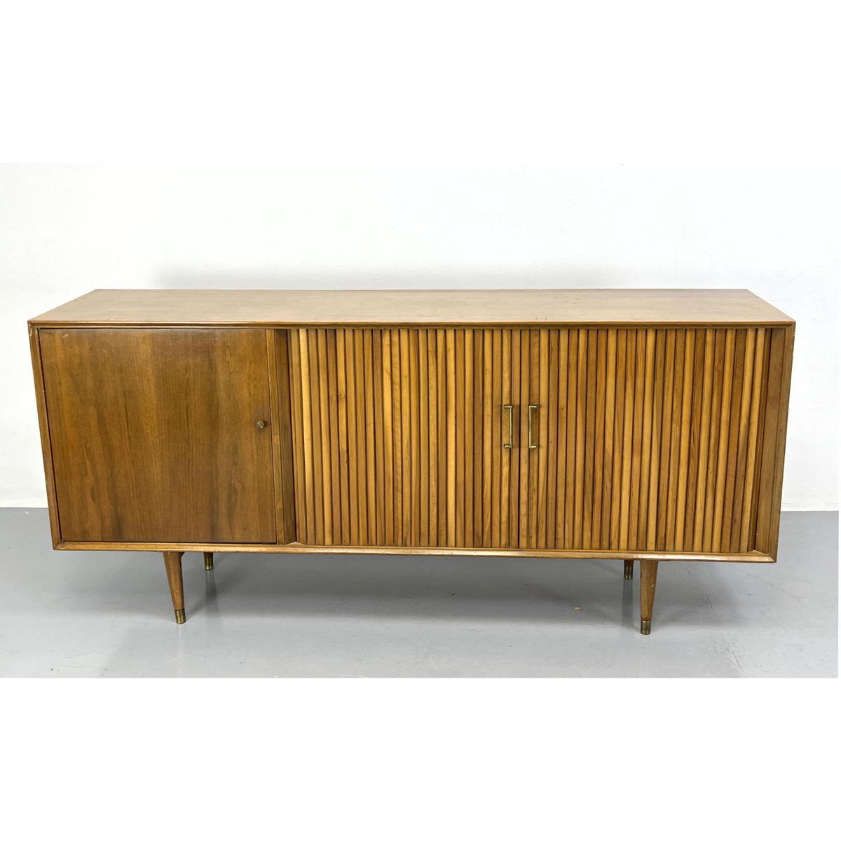 Appraisal: FURNETTE American Modern Tambour door Sideboard Credenza Cabinet Dimensions H