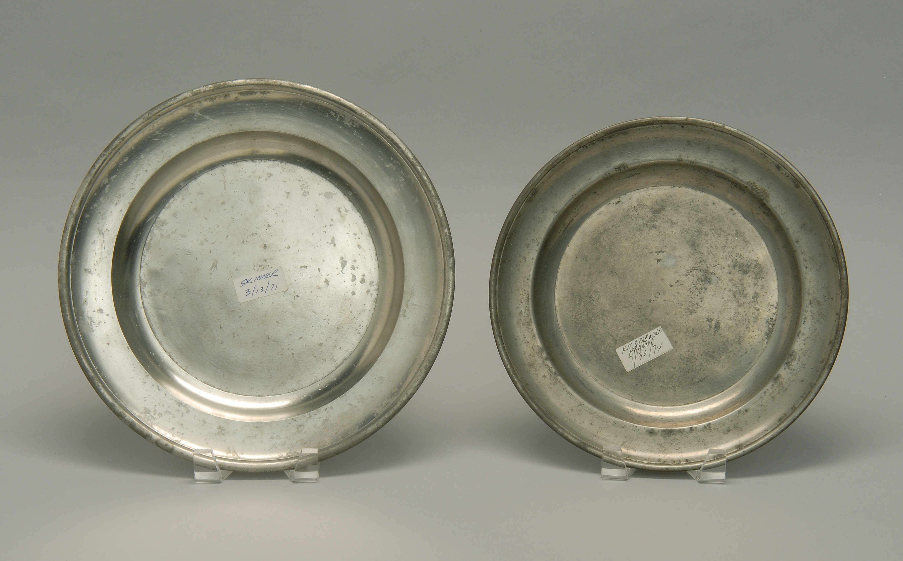 Appraisal: TWO ANTIQUE AMERICAN PEWTER PLATES First Half of the th