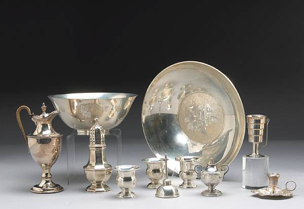 Appraisal: A group of sterling and plated table articles Comprising sterling