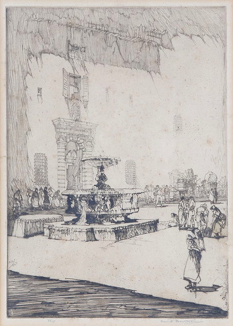 Appraisal: DAVID ROBERTSON - A continental fountain possibly Italy etching pencil