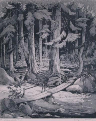 Appraisal: Evelynne Bernloehr Mess Daily - Adirondack Trail Aquatint x in