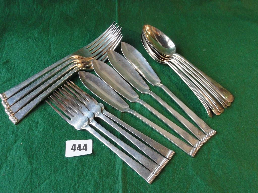 Appraisal: A set of silver fish knives and forks and dessert