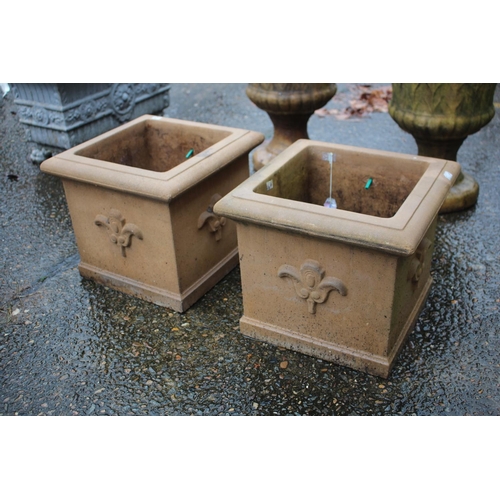 Appraisal: Pair of composite stone square form planters approx cm H