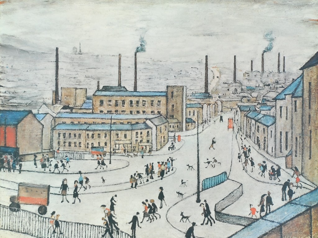 Appraisal: L S LOWRY ARTIST SIGNED COLOURED PRINT Huddersfield x cm