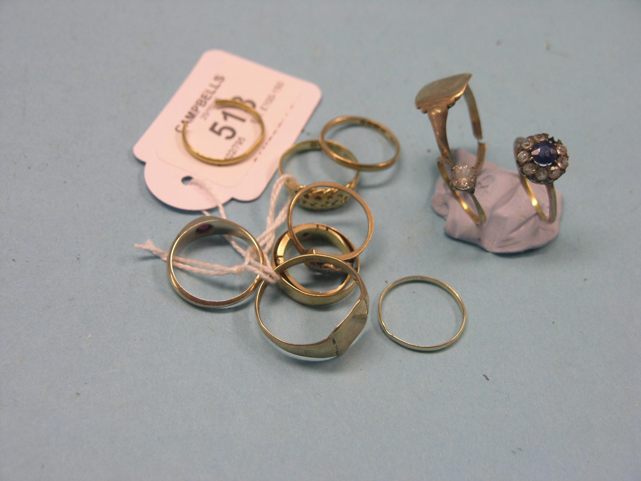 Appraisal: Twelve various gold-yellow metal rings