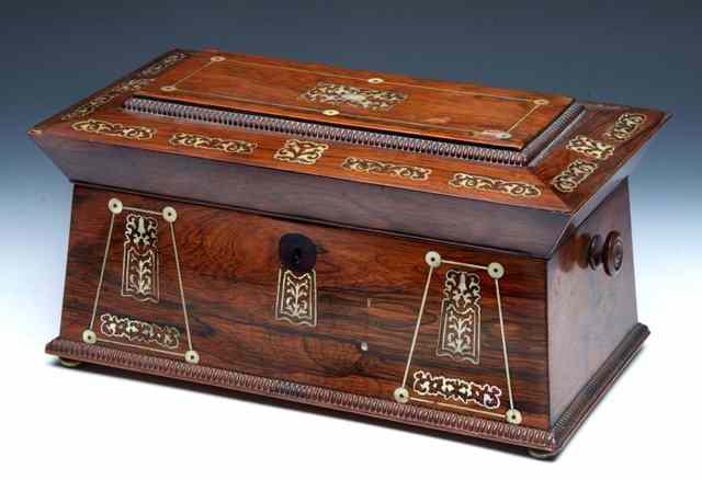 Appraisal: A VICTORIAN ROSEWOOD MOTHER OF PEARL INLAID TEA CADDY of