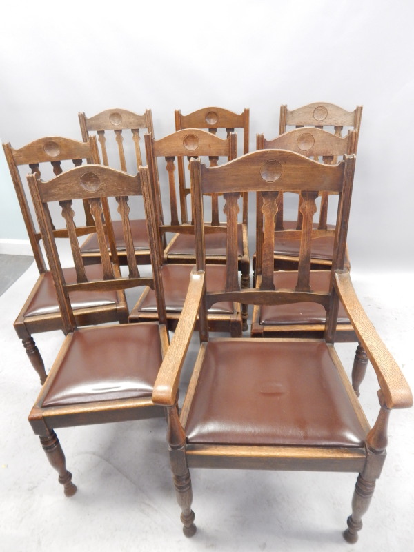 Appraisal: A set of eight early thC oak dining chairs each