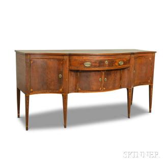 Appraisal: Federal Inlaid Mahogany Serpentine-front Sideboard New York late th century