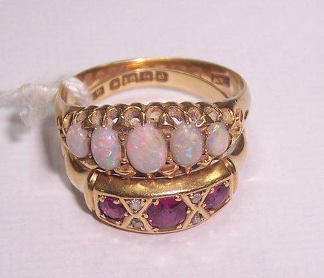 Appraisal: A five-stone opal ring in an carat gold setting and