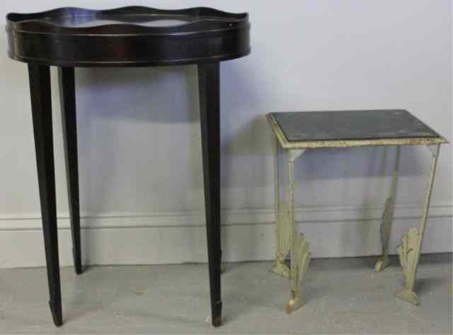 Appraisal: Vintage Deco Iron Stand with Black Glass Top With a