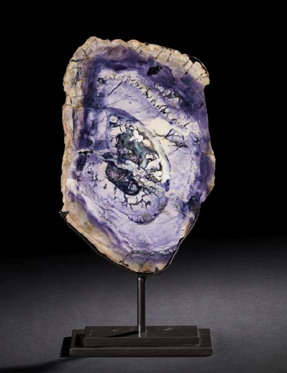 Appraisal: Mounted Geode Slice Specimen the thin slice with a small