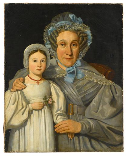 Appraisal: French School th centuryportrait of a woman and child