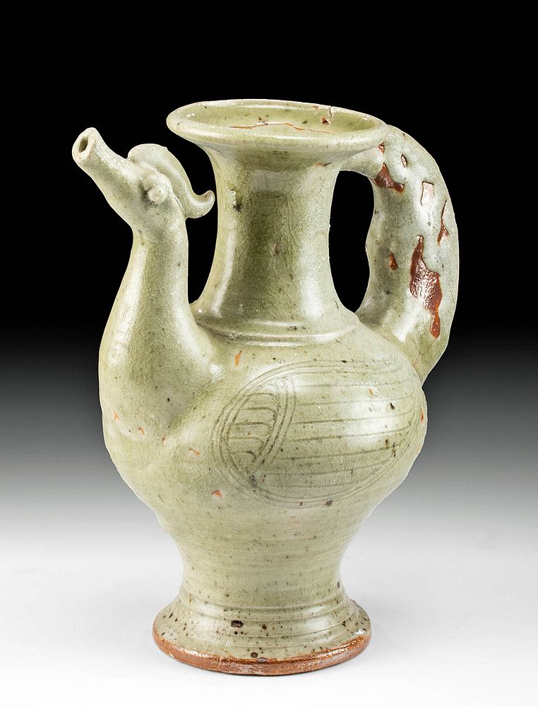 Appraisal: Korean Koryo Celadon Pottery Phoenix Pitcher East Asia Korea Koryo