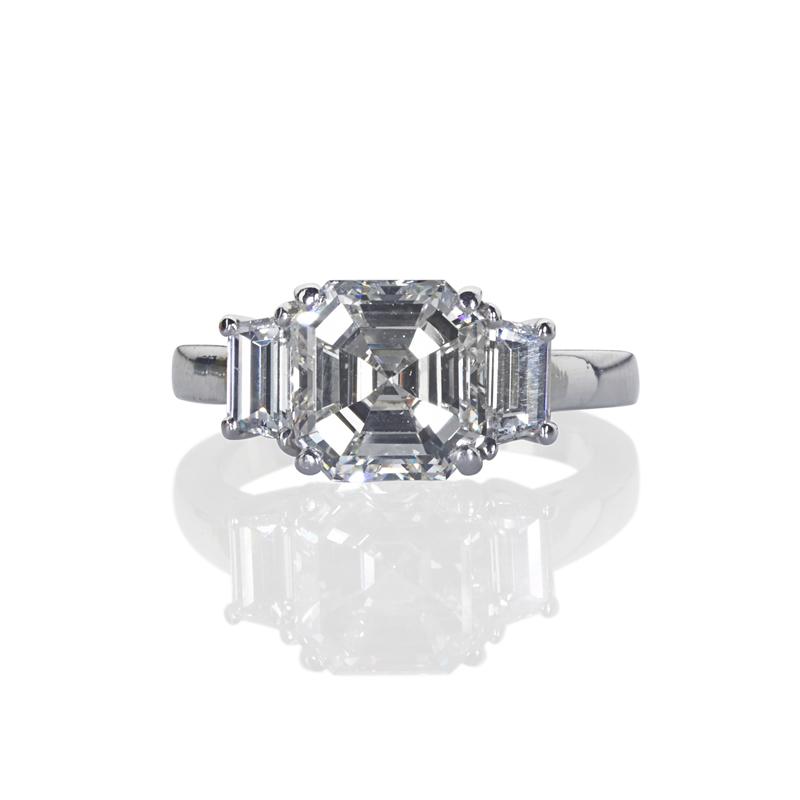 Appraisal: CTS ASSCHER CUT DIAMOND PLATINUM RING GIA report describes square