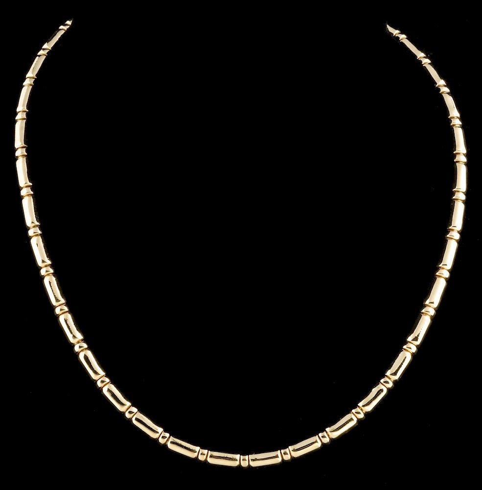 Appraisal: AN K YELLOW GOLD ITALIAN CHAIN NECKLACE Flat back alternating