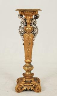 Appraisal: FRENCH GILT AND SILVER METAL PEDESTAL HAVING FIGURAL SURMOUNTS H