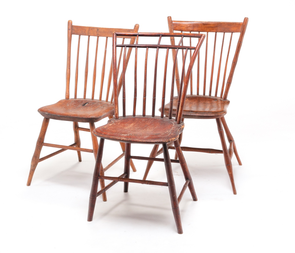 Appraisal: THREE EARLY AMERICAN CHAIRS First quarter th century A mixed